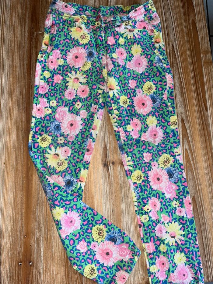 Pantalon jean shialy fleurs 10 ans