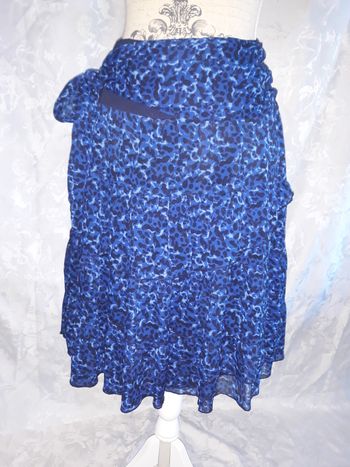 Faby27800 Jupe femme "Kiabi" à volants, Couleur : Bleu et noir, T 44
