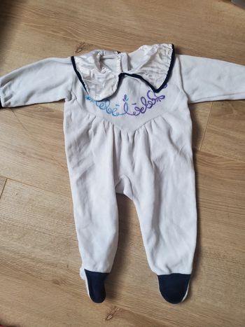 🌴 Pyjama vintage velours avec col Claudine satin 3 mois