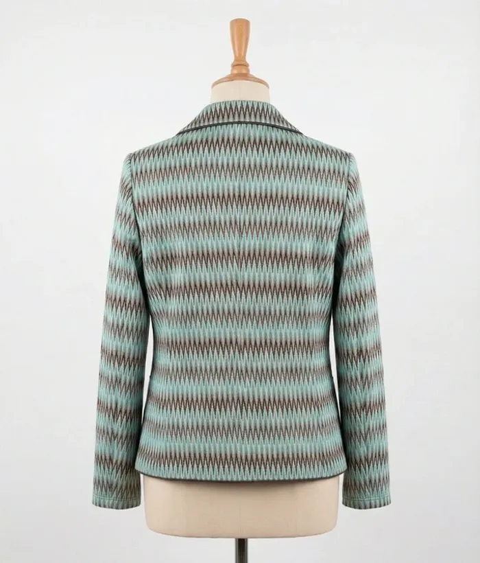 Veste blazer graphique turquoise/marron - J.J. Garella Taille 38 - photo numéro 2