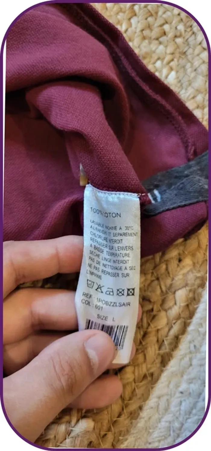 Polo manches longues Mise au Green – Vintage – Homme - Bordeaux - Taille L - Très bon état - photo numéro 9