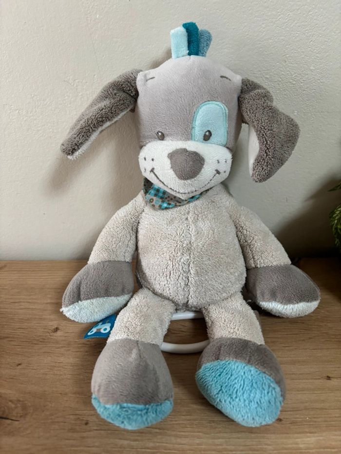Doudou chien Gaston Cyril gris bleu musical nattou