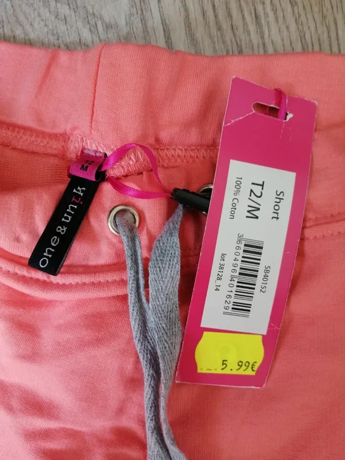 Short corail avec détails gris lien à nouer / one & unik / (M) - photo numéro 6