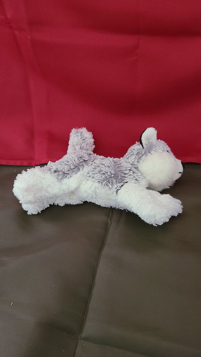 Peluche chien husky CREATIONS DANI gris blanc 20 cm - photo numéro 4