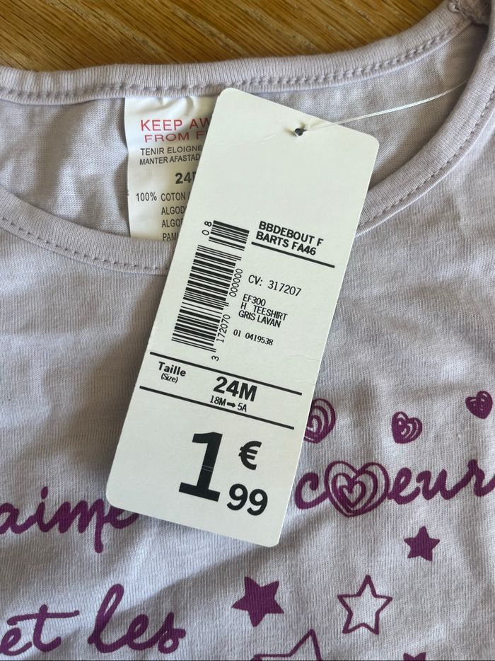 tee shirt mauve fille 24 mois 2 ans - photo numéro 4