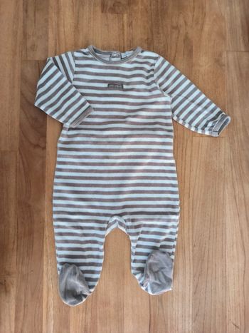 Pyjama velours rayé 9mois Kimbaloo
