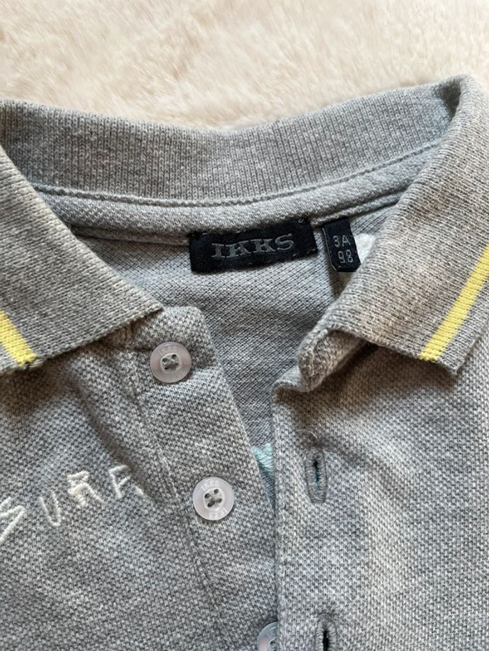 Polo gris motif surf IKKS - taille 3 ans - photo numéro 3