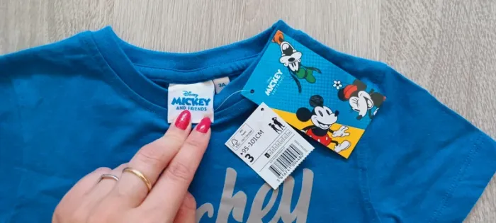 Tee-shirt manches courtes bleu, motif Mickey, marque Disney, taille 3 ans, neuf avec étiquette. - photo numéro 4