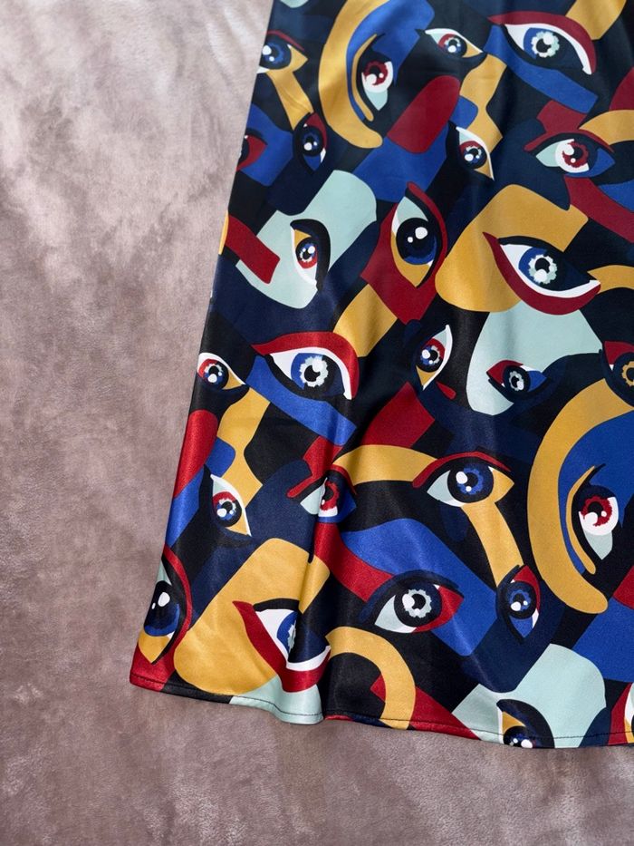 Jupe Monki imprimé abstrait coloré – coupe longue fluide taille 36 - photo numéro 5