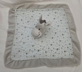 Doudou âne/ Cheval carré plat lange lunes,etoiles ,nuages - Pommette