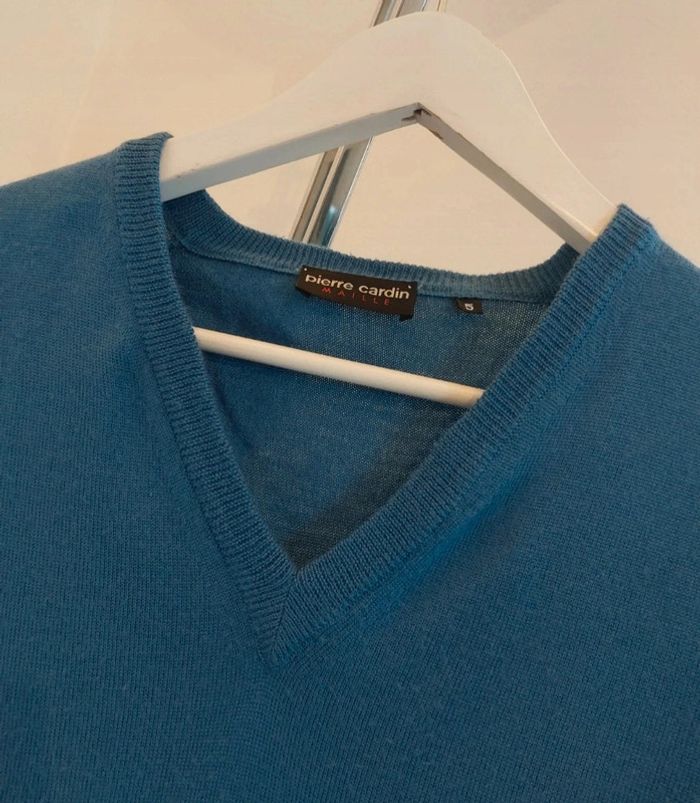 Pull sans manche bleu laine Mérinos taille XXL Pierre Cardin - photo numéro 2
