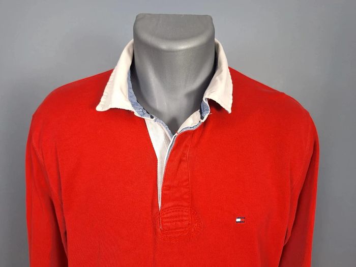 Polo tommy Hilfiger vintage manche longues - taille L rouge - homme logo brodé (428) - photo numéro 3