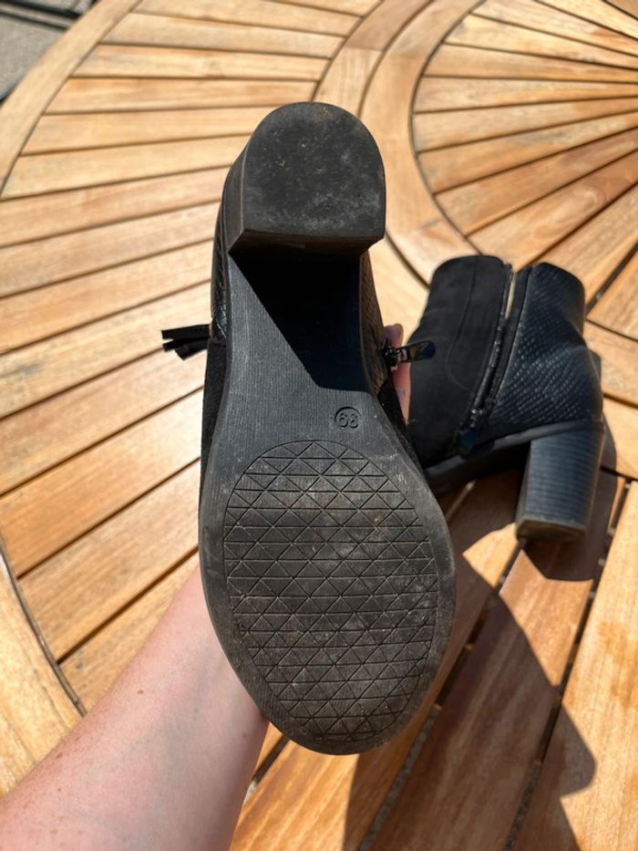 Bottines noires talons ponpons automne hiver - photo numéro 6