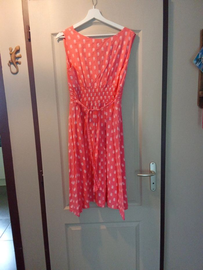 Robe style vintage corail à double pois blanc taille 42 44 - photo numéro 7