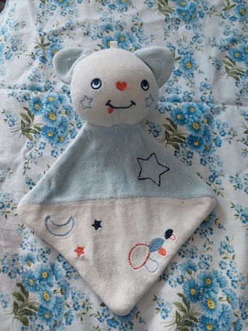 #5 Doudou chat brodé étoiles et champignons Siplec