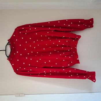 Blouse fluide rouge à pois blanc – Col montant froncé - Manches longues - Taille XS/S/M - Naf Naf