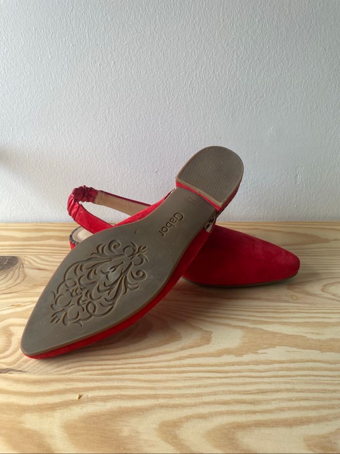 Ballerines gabor slingback cuir rouge - photo numéro 2