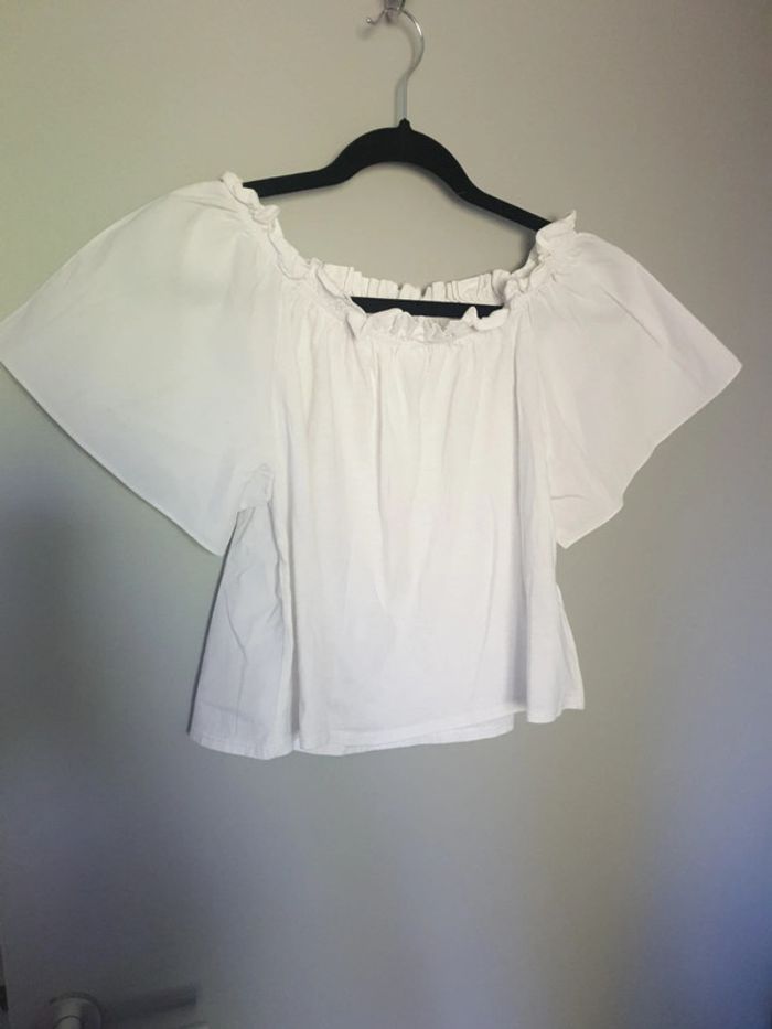 Haut blanc fille marque Zara taille 11 12 ans épaules dénudées - photo numéro 2