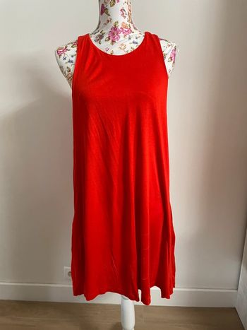Robe fluide rouge corail avec poche dos nageur