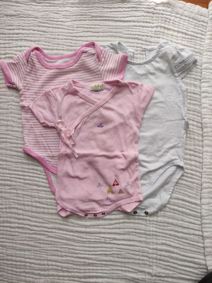 Lot de 3 bodies fille manches courtes