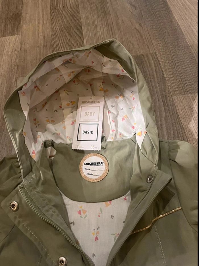 Manteau veste tranch kaki taille 12 mois - photo numéro 3