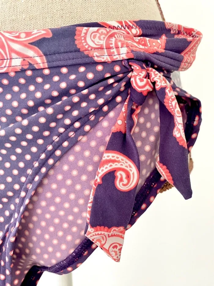 Maillot de bain deux pièces violet et rose - déco bandanas - 34 XS - photo numéro 4