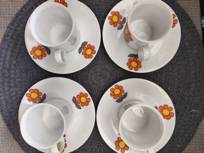 Ensemble de 4 tasses à café porcelaine italienne tuscia vintage - photo numéro 2