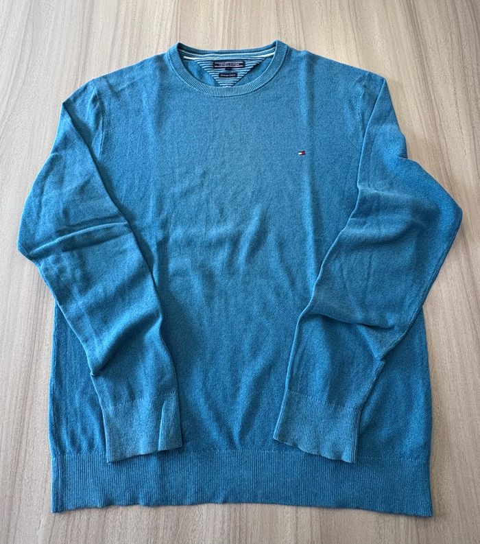 Pull Tommy Hilfiger - Couleur Bleu Pétrole – 100 % Coton – Taille XL - photo numéro 2