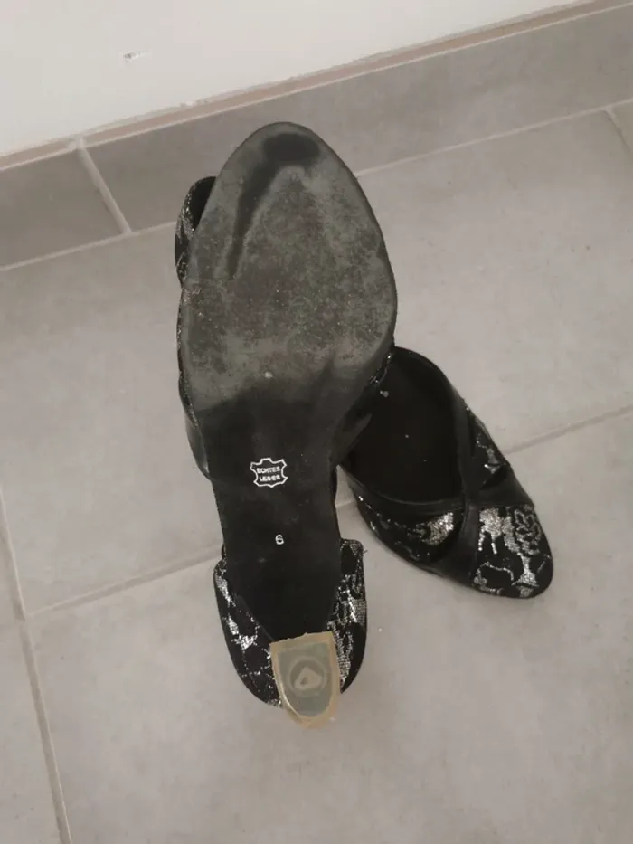 Chaussures de danse Diamant cuir noir pailleté T. 6 (39-39,5) - photo numéro 6