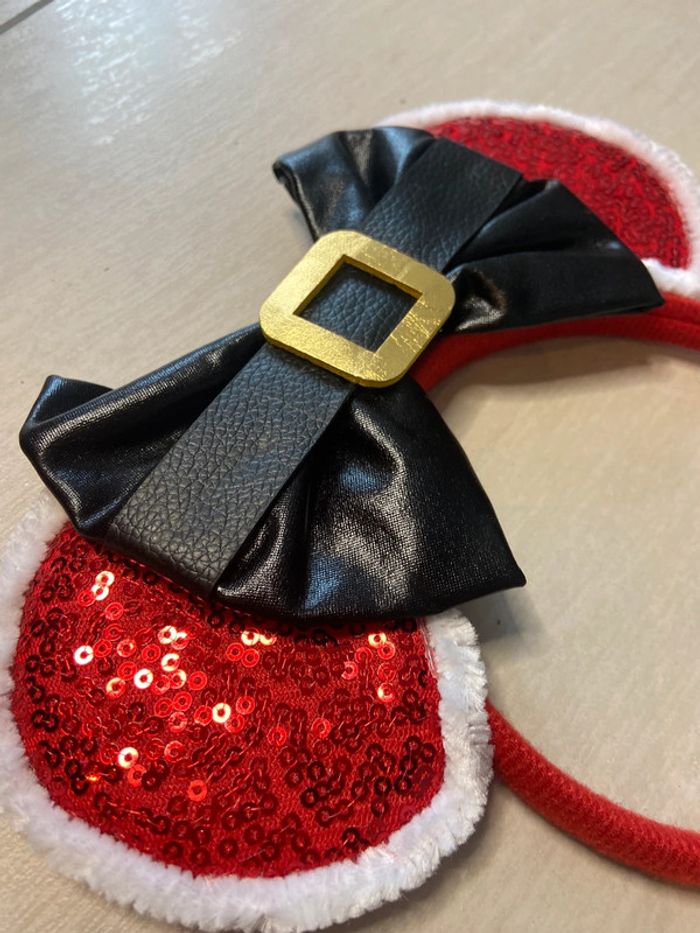 Serre tête oreille de Minnie mère noël à sequin, paillettes - photo numéro 2