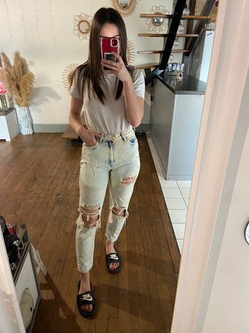 Jean mom délavé
