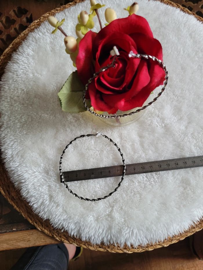 Clips créoles noirs acier 8 cm - photo numéro 7