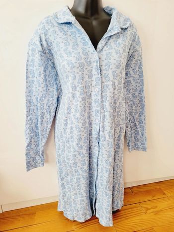 Pyjama chemise de nuit robe de chambre tenue de nuit nounours bleu coquette coton taille S 36