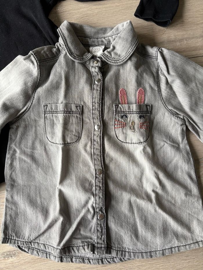 Chemise en jean grise + sous pull noir - photo numéro 2