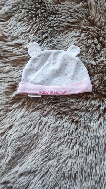 Bonnet blanc rose oreilles Minnie 6 mois