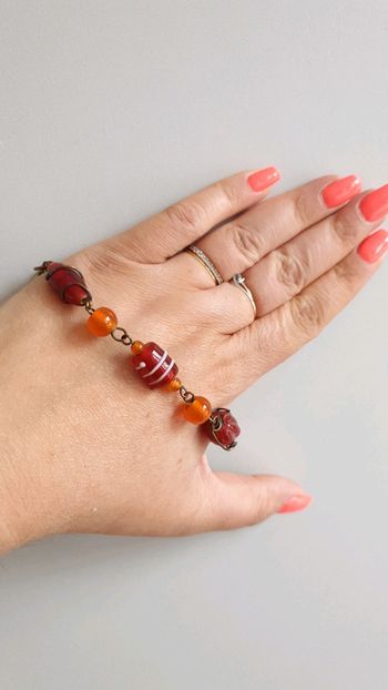 bracelet fantaisie verre soufflee orangé
