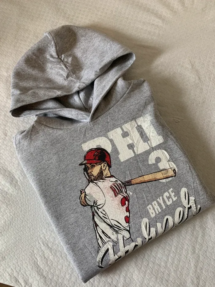 Sweat à capuche Champion Gris - Thème Baseball « Phi Bryce » - photo numéro 2