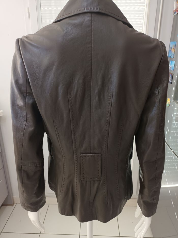 Veste vintage classique cuir souple avec surpiqûre en parfait état - photo numéro 4
