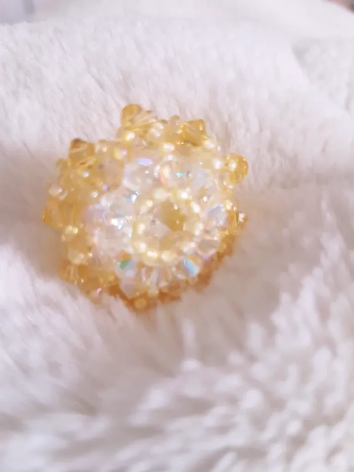 Bague fleur cristaux de Swaroski jaune Neuve - photo numéro 5