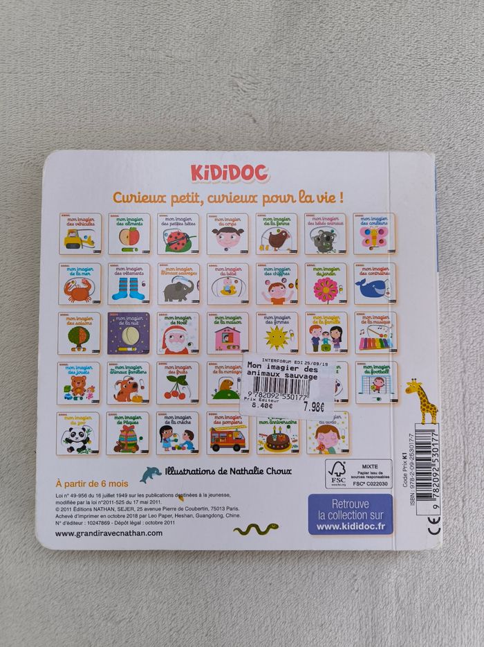 Livre Kididoc Mon imagier des animaux sauvages Nathan - photo numéro 3