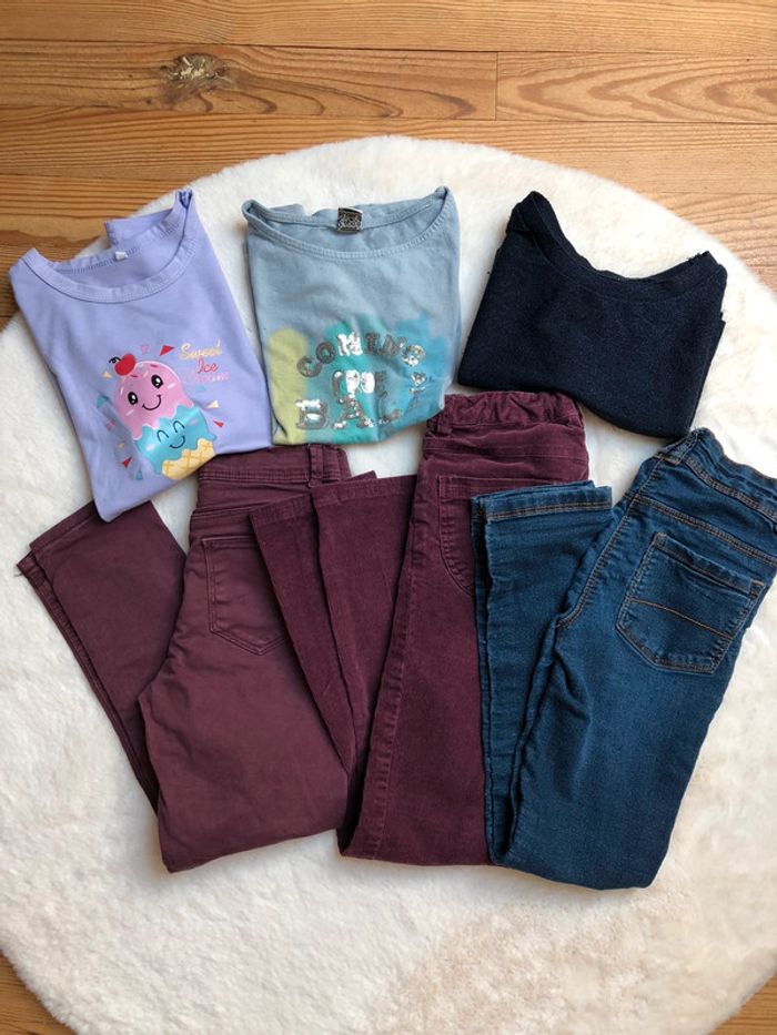 Lot 8 ans fille pantalons et tee-shirts