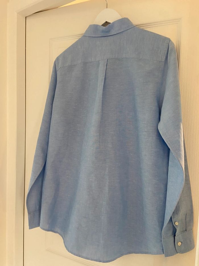 Chemisier lin et coton bleu clair Banana Republic taille M - photo numéro 7
