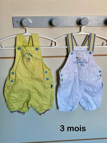 Lot de 2 salopettes été en taille 3 mois