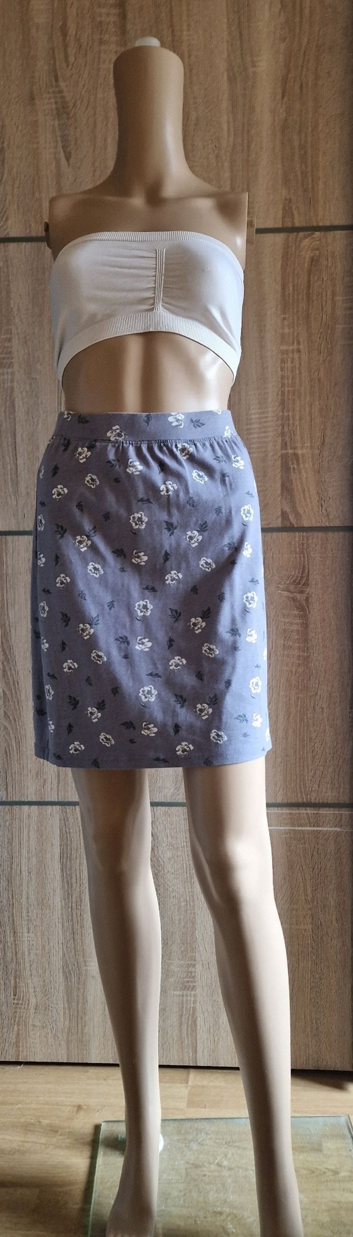 Jupe femme grise à fleurs 38/40