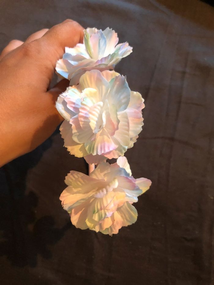 Serre tête rose avec fleurs - photo numéro 2