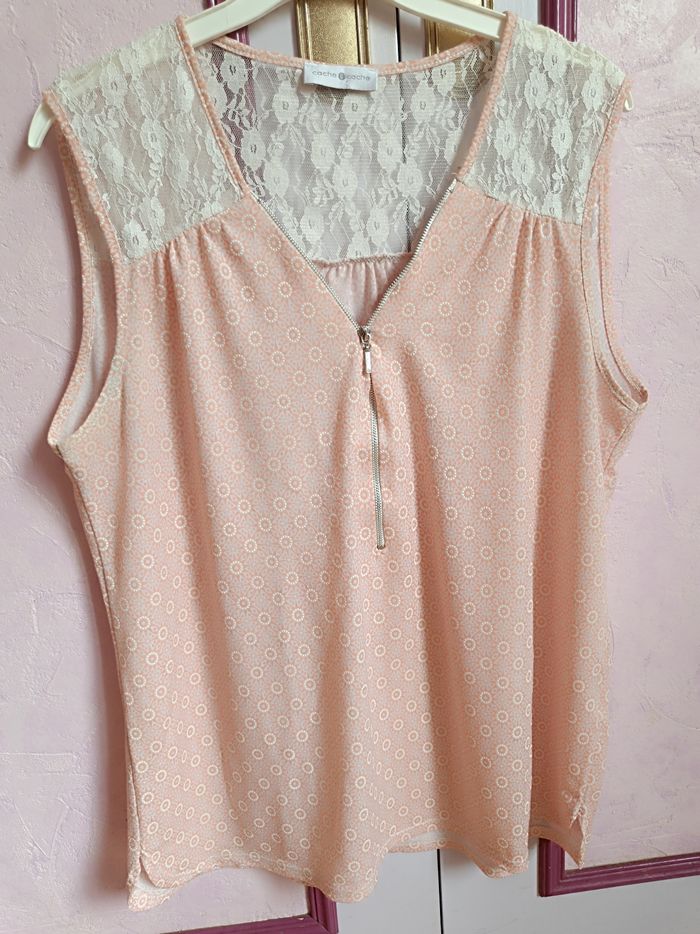 Blouse saumon écru "cache-cache"  T.44 - photo numéro 2