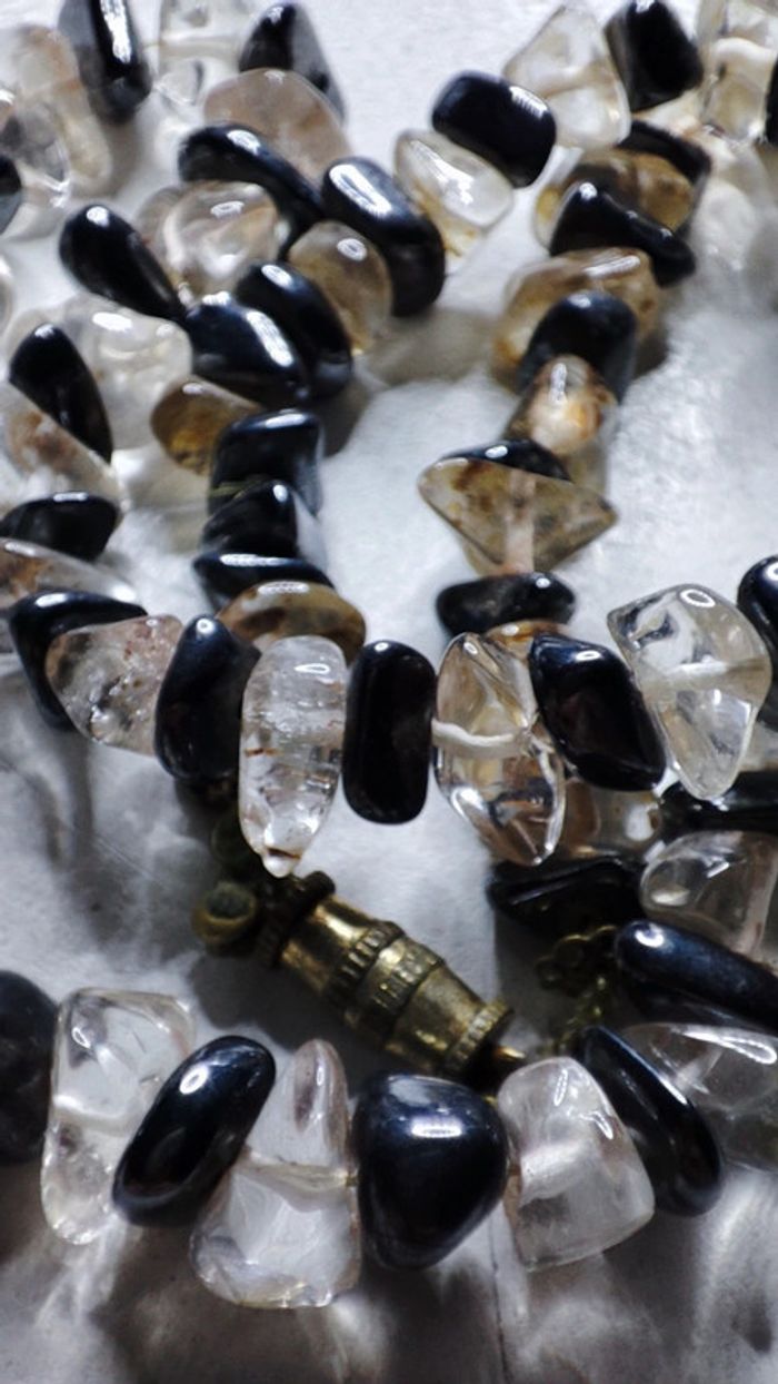 Magnifique collier en quartz fumé et onyx - photo numéro 4