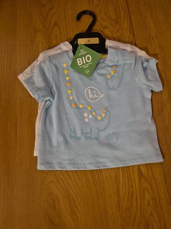 Lotde 2 t-shirt dinosaures neuf tex 3 mois
