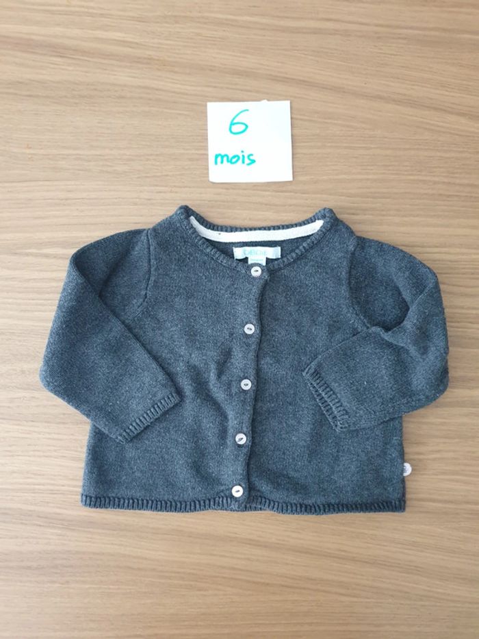 Gilet chat gris foncé et rose pâle - photo numéro 2