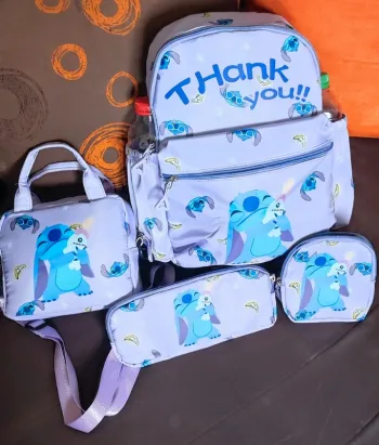 🎁 Disney Stitch – Sac à dos + accessoires kit💜 Idéal école / voyage 🎒